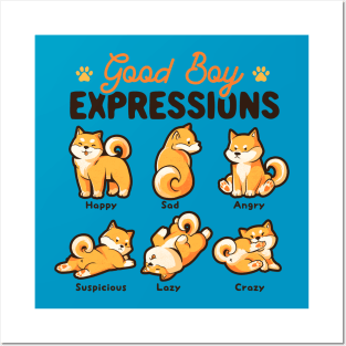 Good Boy Expressions - Cute Shiba Inu Dog Gift Posters and Art